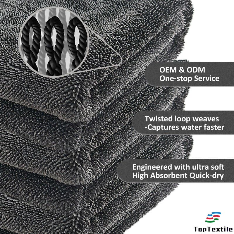 OEM/ODM Drying Non-woven Microfibra 1200gsm Microfiber Towel Car High Quality Twisted Loop Microfiber Car Drying Towel for Car