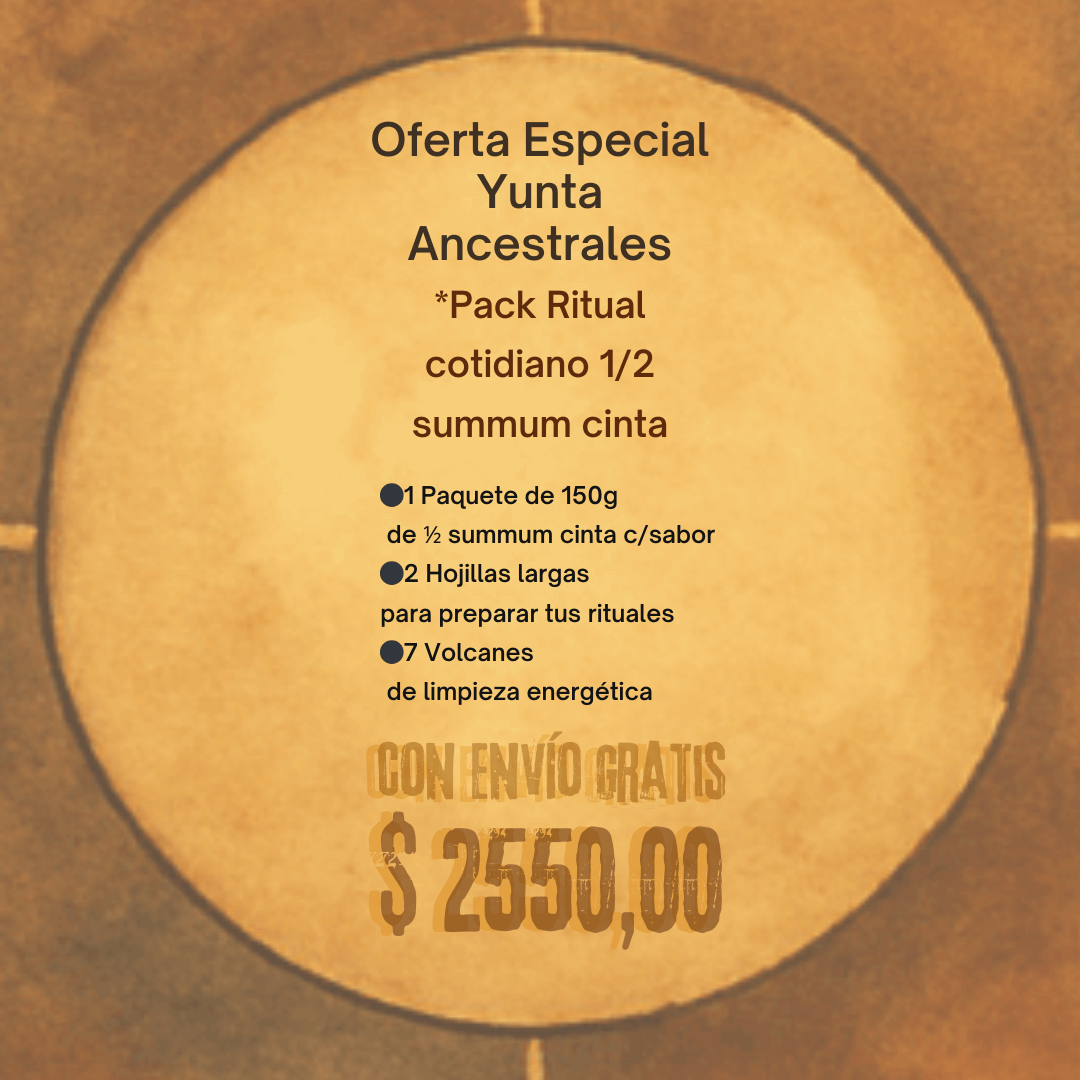 Kit ritual cotidiano de consumo consciente de Tabaco Medio Summum: 150 gr, hojillas y 7 sahumerios; ¡ritualizá!. 