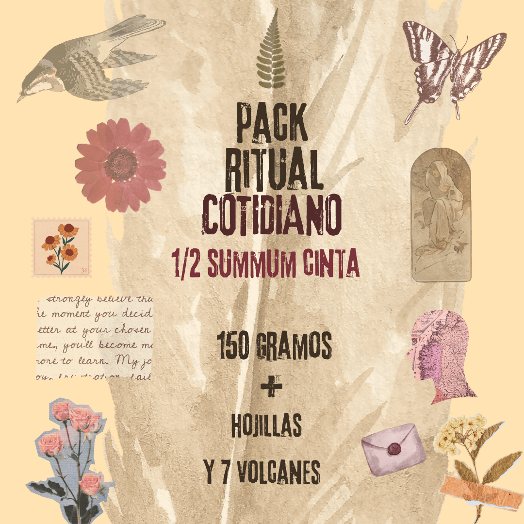 Kit ritual cotidiano de consumo consciente de Tabaco Medio Summum: 150 gr, hojillas y 7 sahumerios; ¡ritualizá!.