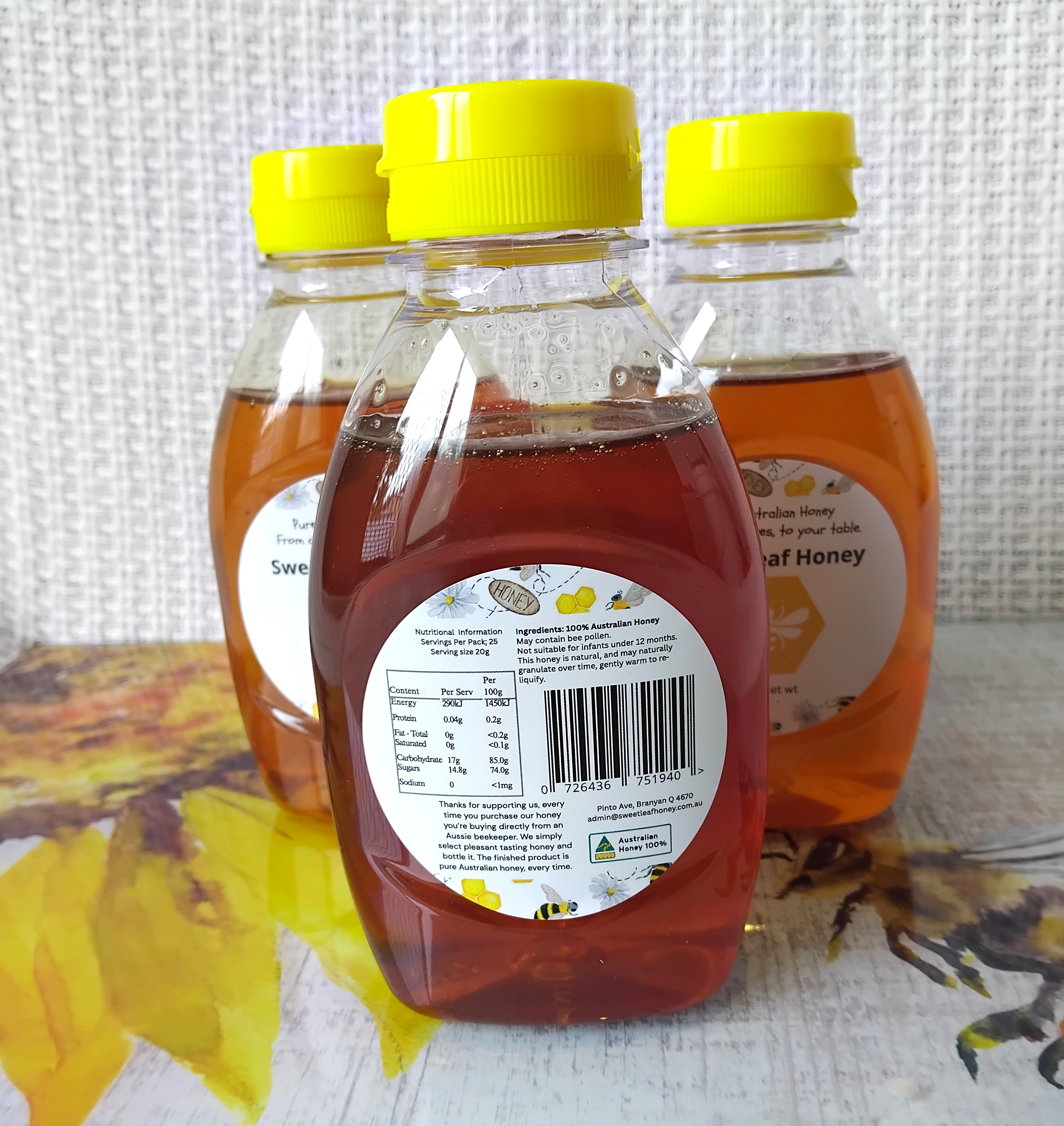 3x 500g Squeeze Bottle Pure Australian Honey