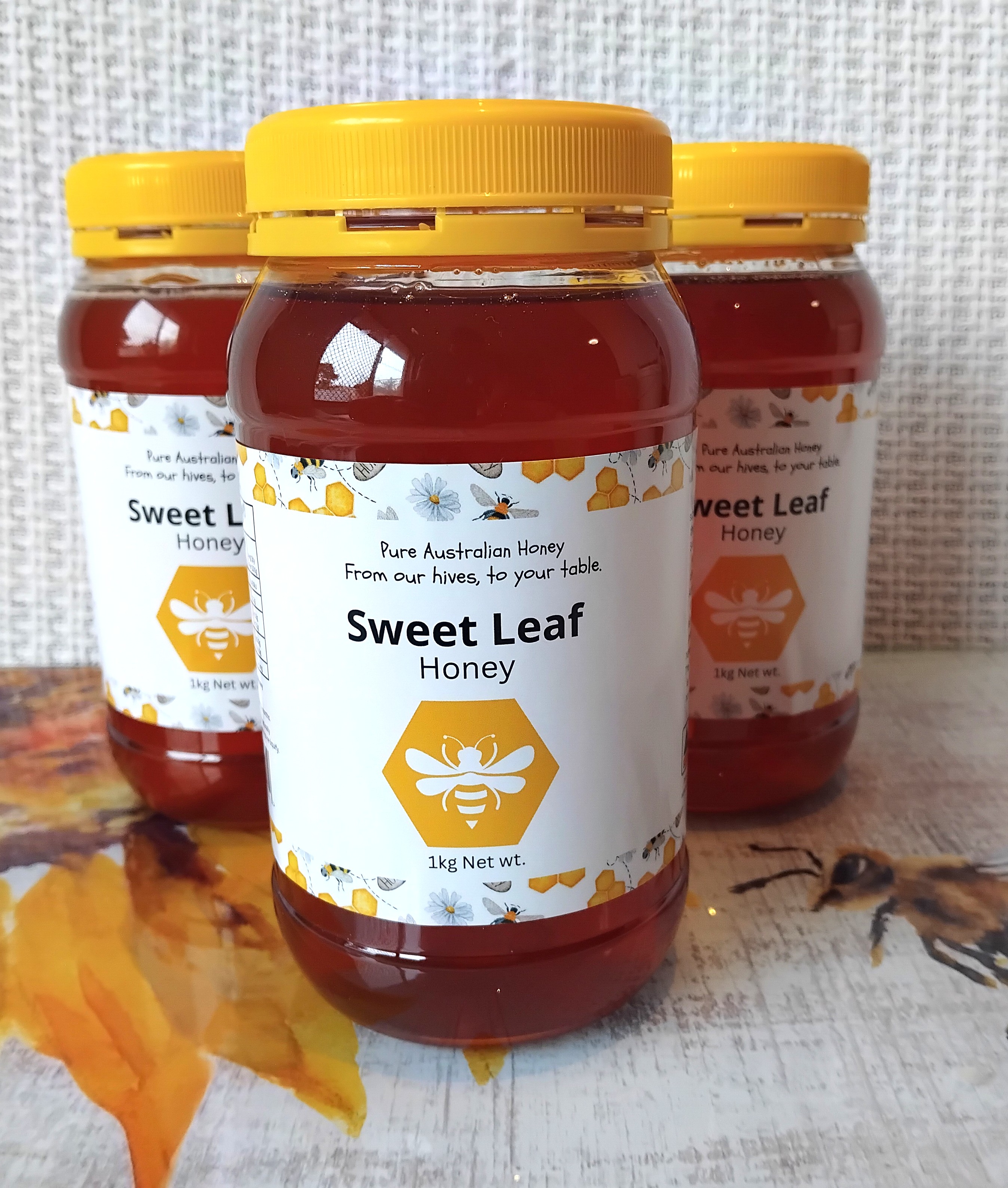 3x 1kg Sweet Leaf Honey Jar