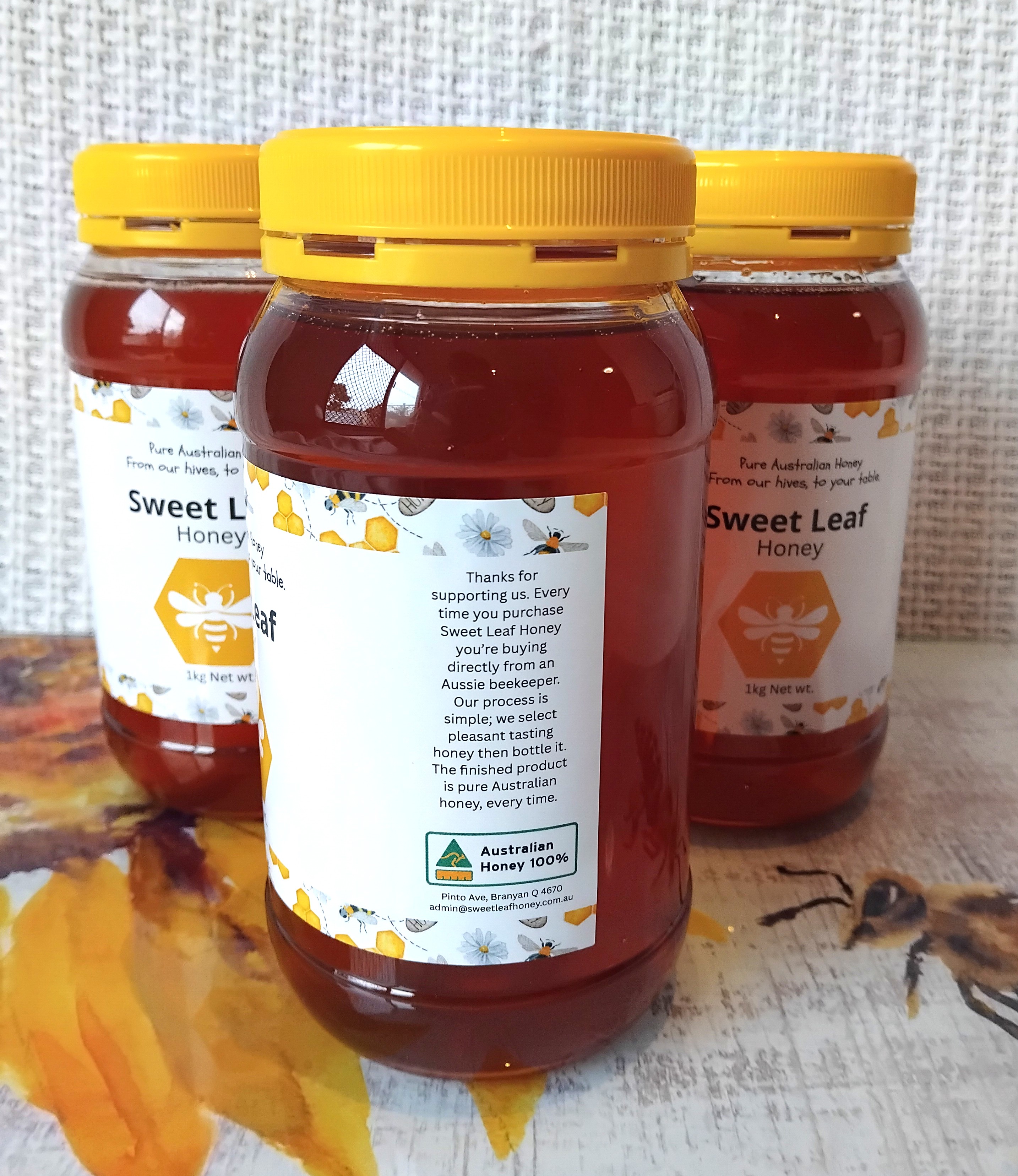 3x 1kg Sweet Leaf Honey Jar