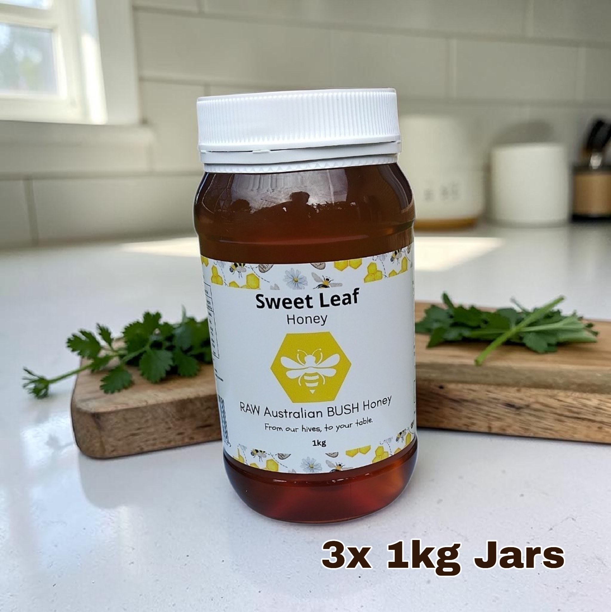 3x 1kg Sweet Leaf Honey Jar