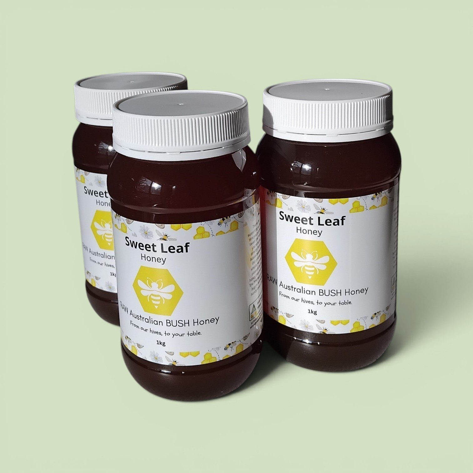 3x 1kg Sweet Leaf Honey Jar