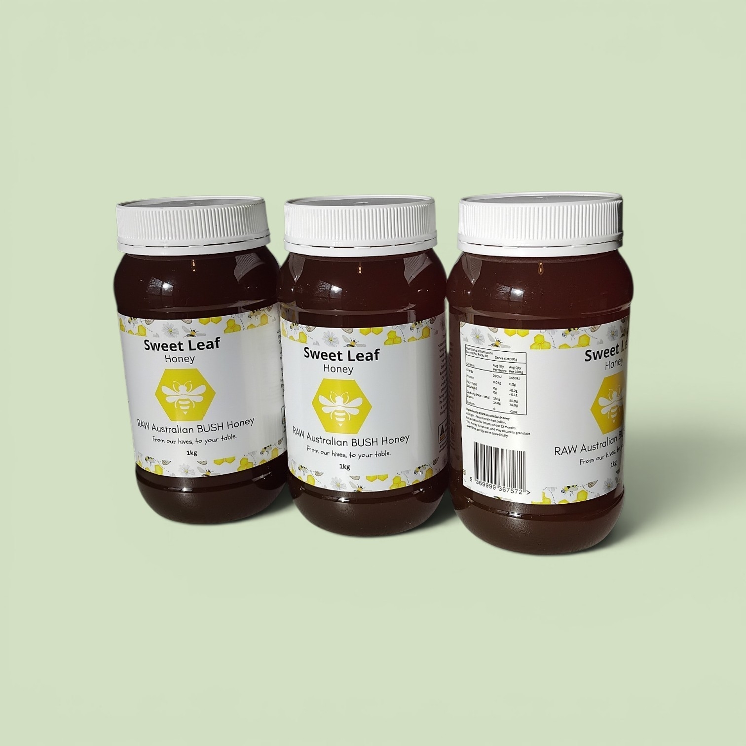 3x 1kg Sweet Leaf Honey Jar