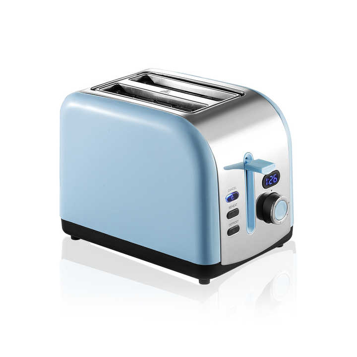 Smart Home 2-4-Scheiben Retro Edelstahl-Toaster mit LCD-Display  //  Smart Home 2-4 slice retro stainless steel toaster with LCD display