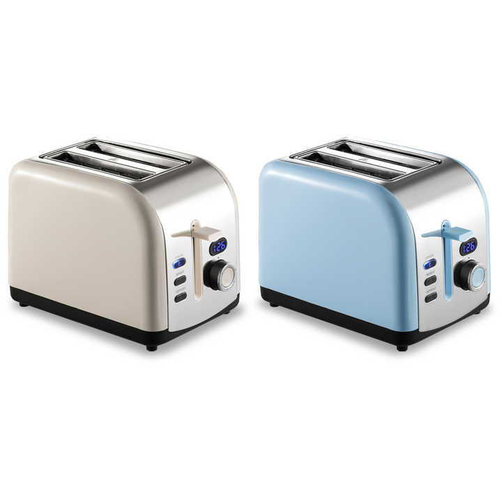 Smart Home 2-4-Scheiben Retro Edelstahl-Toaster mit LCD-Display  //  Smart Home 2-4 slice retro stainless steel toaster with LCD display