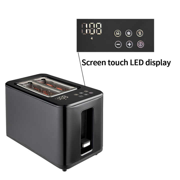 2-Scheiben-Brötchen-Toaster mit Touchscreen-LED-Display  //  2-slice bread roll toaster with touchscreen LED display