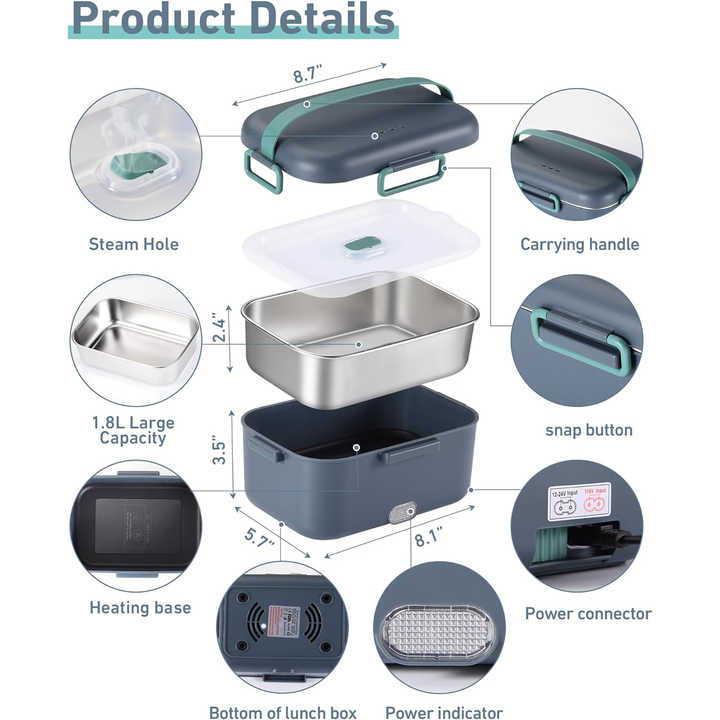 Tragbare Mittagspausen Thermo-Lunchbox aus Edelstahl  //  Portable stainless steel thermal lunch box