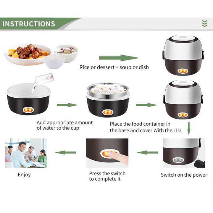 Doppelschichtige elektrische Koch-Lunchbox aus Edelstahl  //  Double-layer electric cooking lunch box made of stainless steel