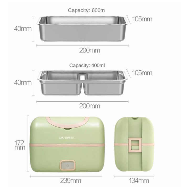 Doppelschichtige tragbare elektrische Kochlunchbox  //  Double-layer portable electric lunch box