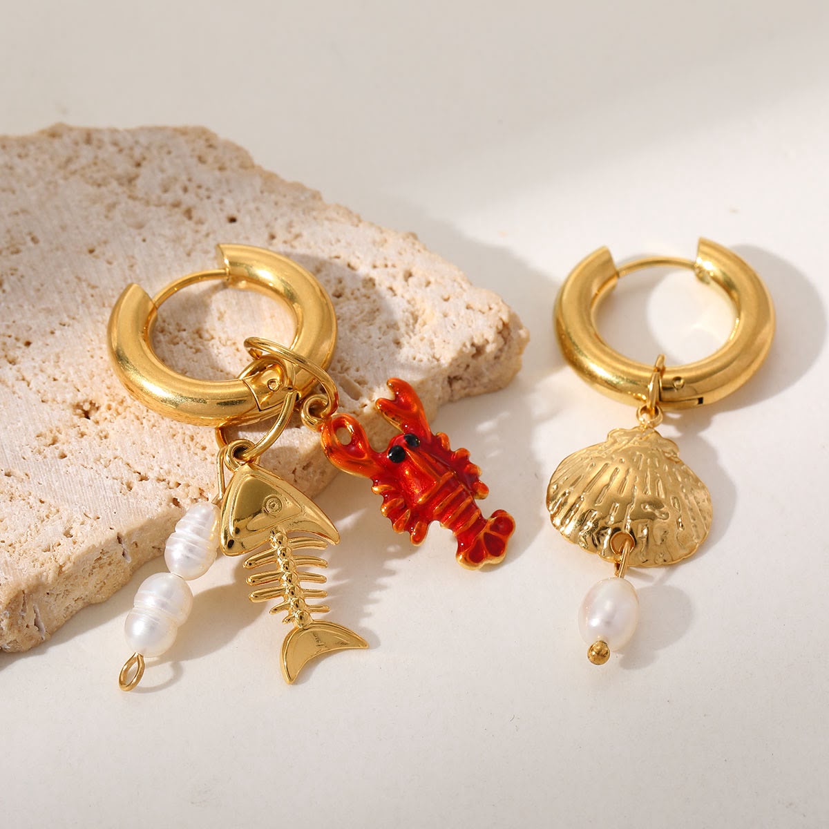 Aretes Dorados Marinos