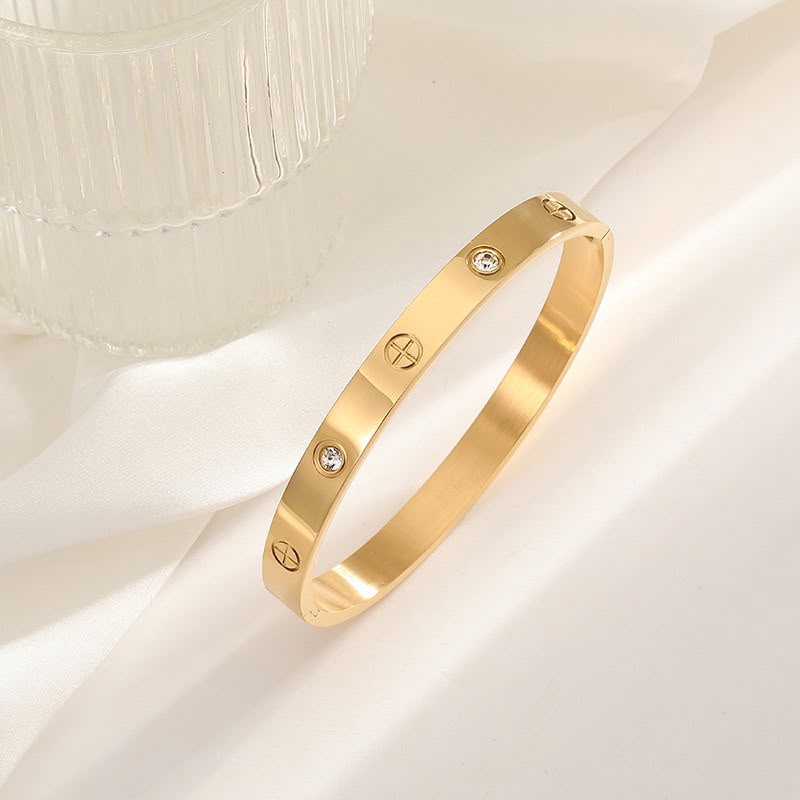 Brazalete Dorado con Diamantes de Imitación