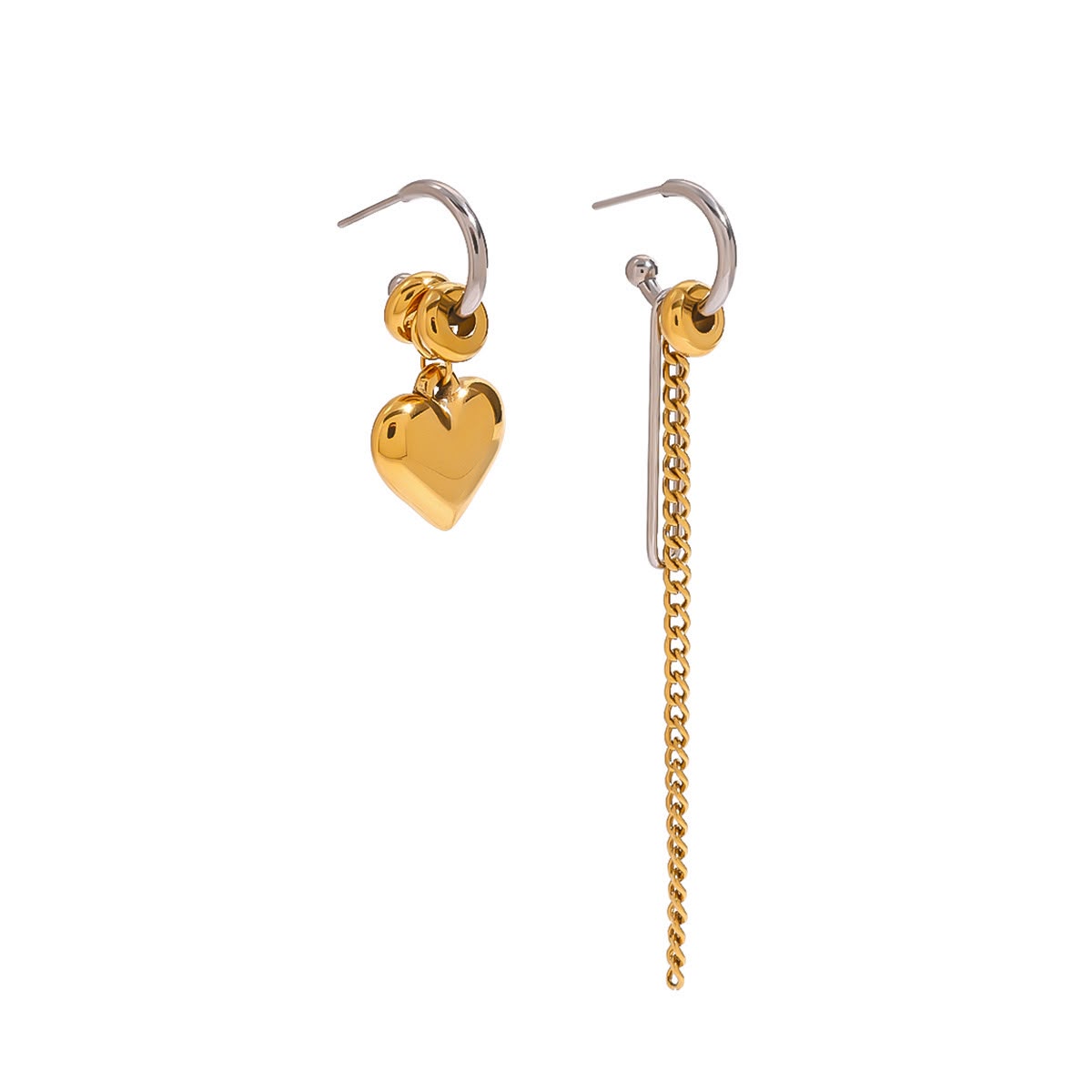 Aretes dorados asimétricos