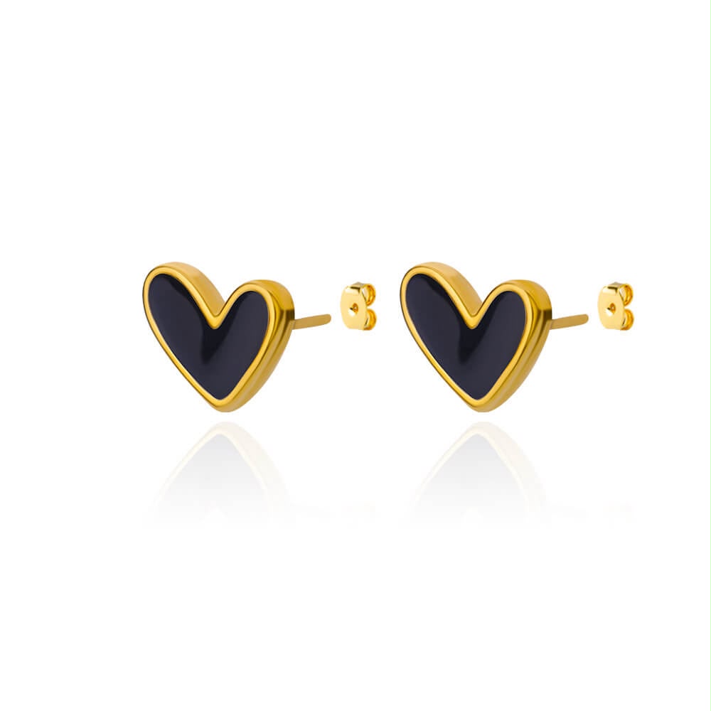 Aretes de corazón negro