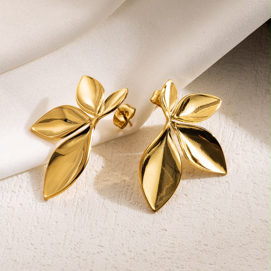 Aretes hoja dorados