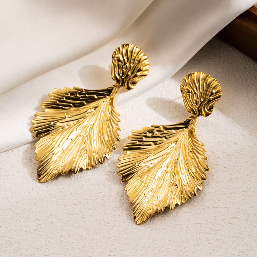 Aretes hoja dorada