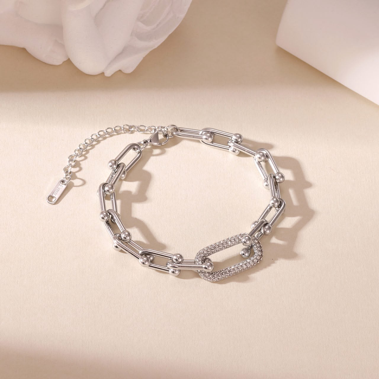 Pulsera de eslabones plateada