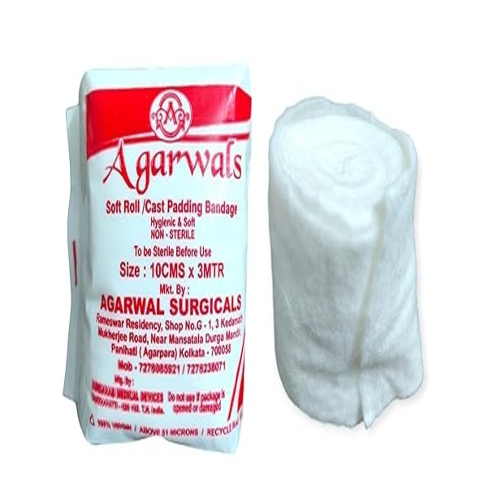 Agarwals Soft Roll Orthopaedic Cast Padding Absorbent Cotton Bandage 10cm x 3mtr