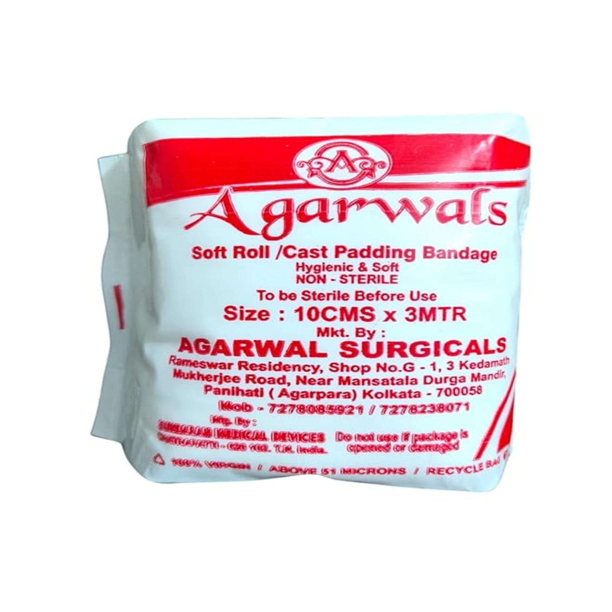 Agarwals Soft Roll Orthopaedic Cast Padding Absorbent Cotton Bandage 10cm x 3mtr