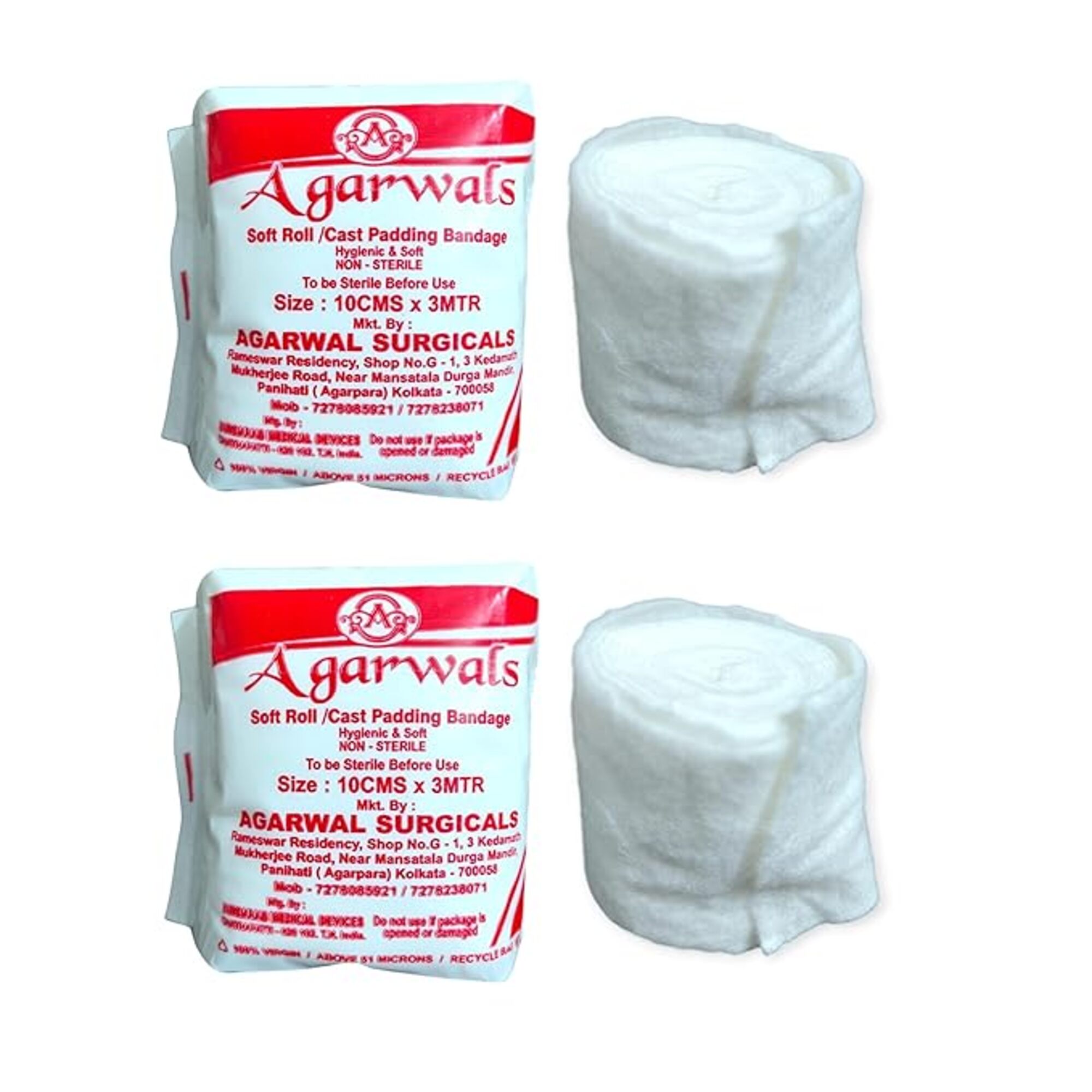 Agarwals Soft Roll Orthopaedic Cast Padding Absorbent Cotton Bandage 10cm x 3mtr