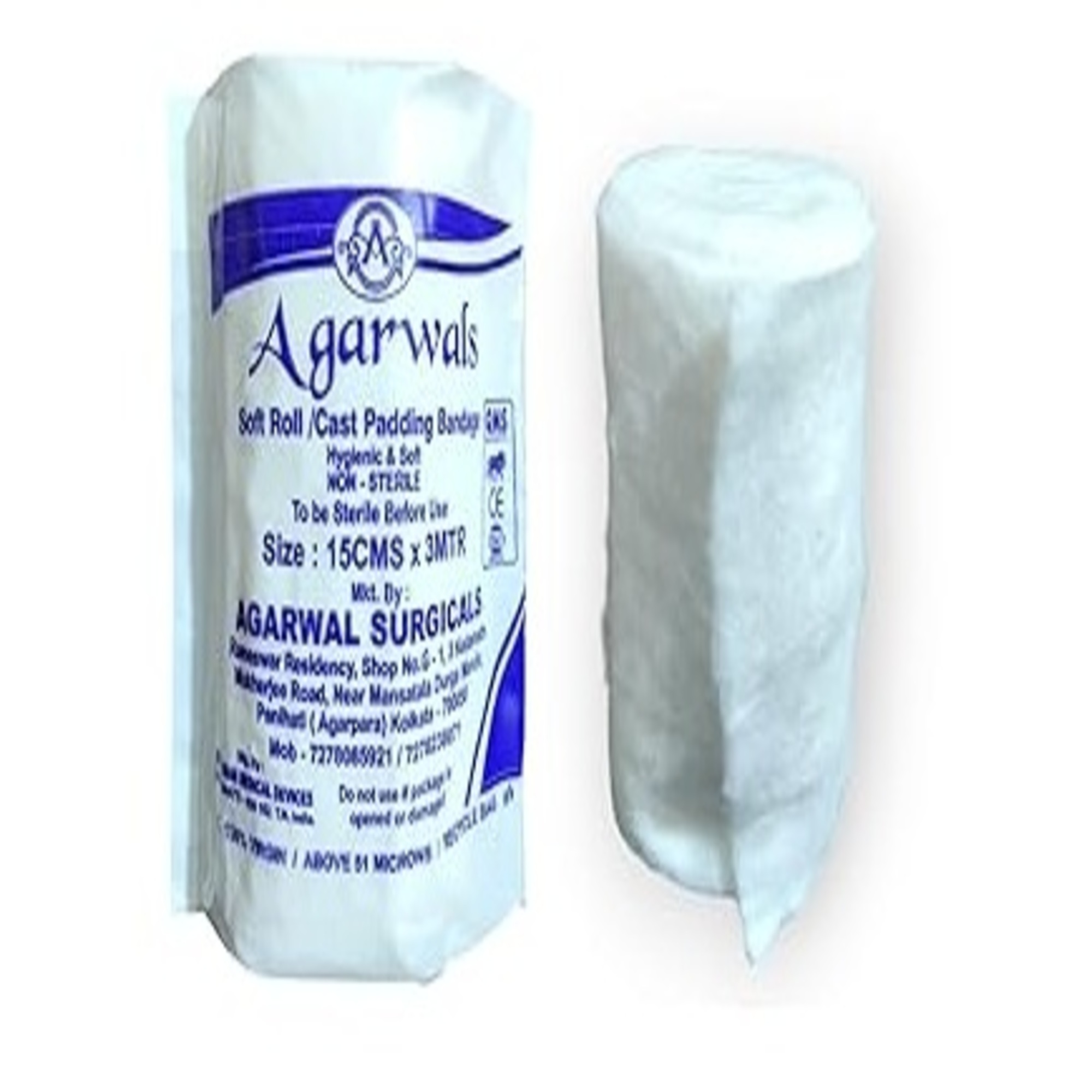 Agarwals Soft Roll Orthopaedic Cast Padding Absorbent Cotton Bandage 15cm x 3mtr