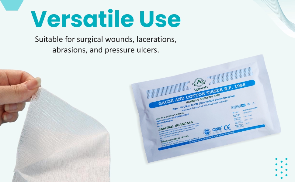 Agarwals Premium Sterile Combine Dressing Surgical Pad 10CM x 20CM