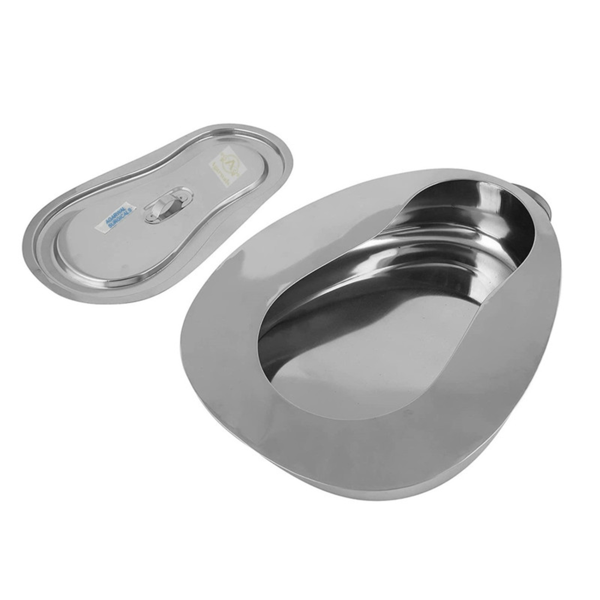 Agarwals Bed Pan With Lid For Male And Female Stainless Steel