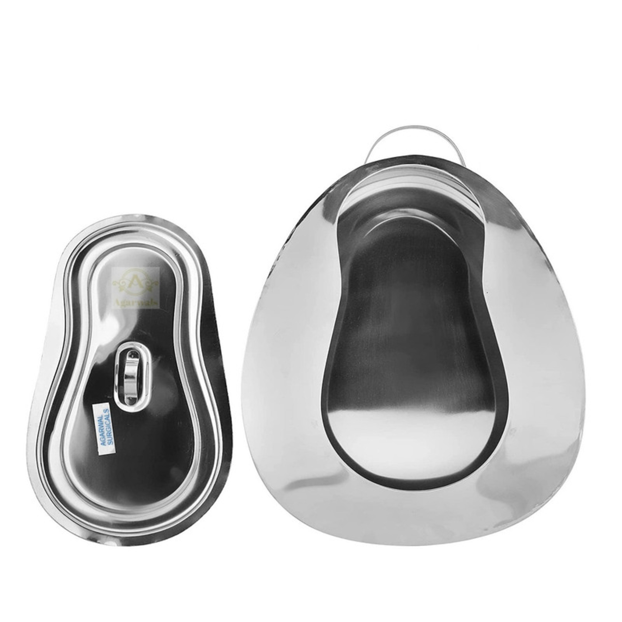 Agarwals Bed Pan With Lid For Male And Female Stainless Steel