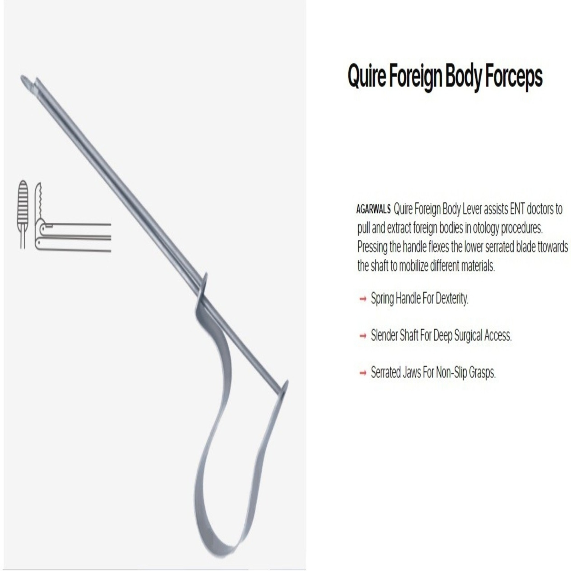 Agarwals Quire Foreign Body Lever Forcep 