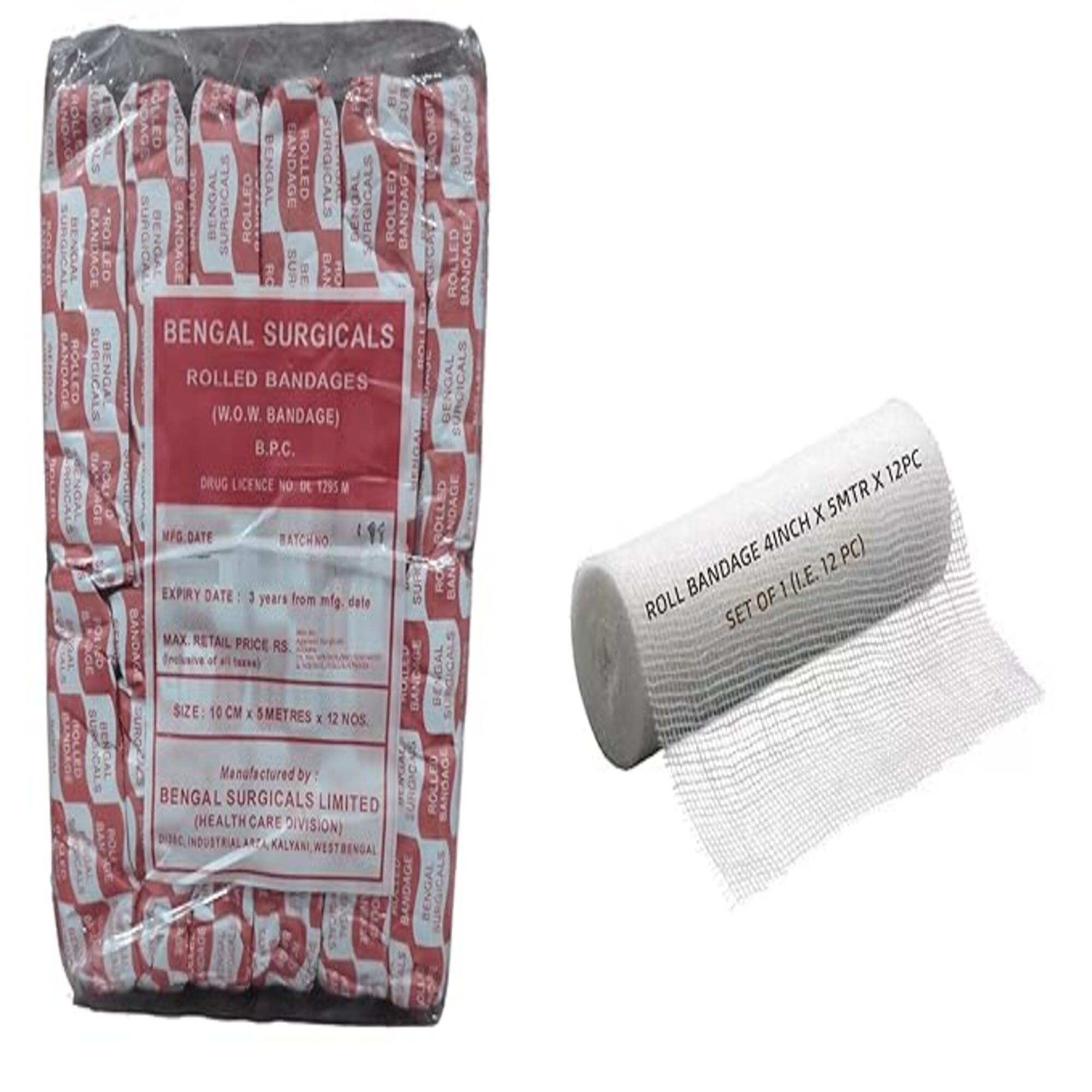 Agarwals Absorbent Cotton Medical Gauze Roll Bandage 4inch(10cm x 5mtr)