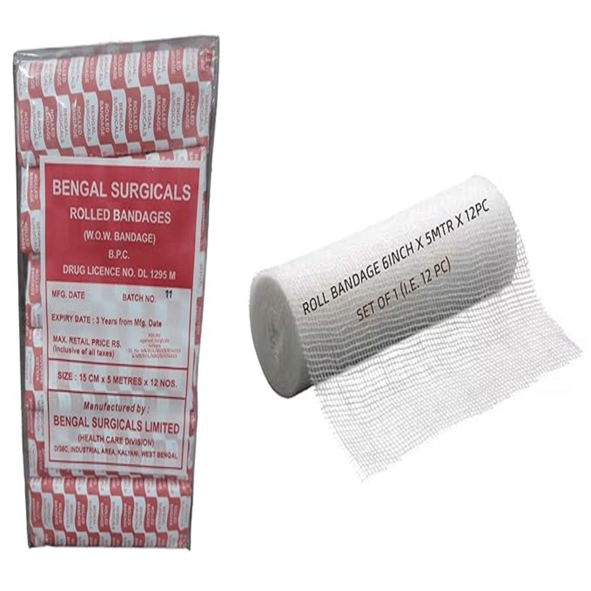 Agarwals Absorbent Cotton Medical Gauze Roll Bandage 6inch(15cm x 5mtr)