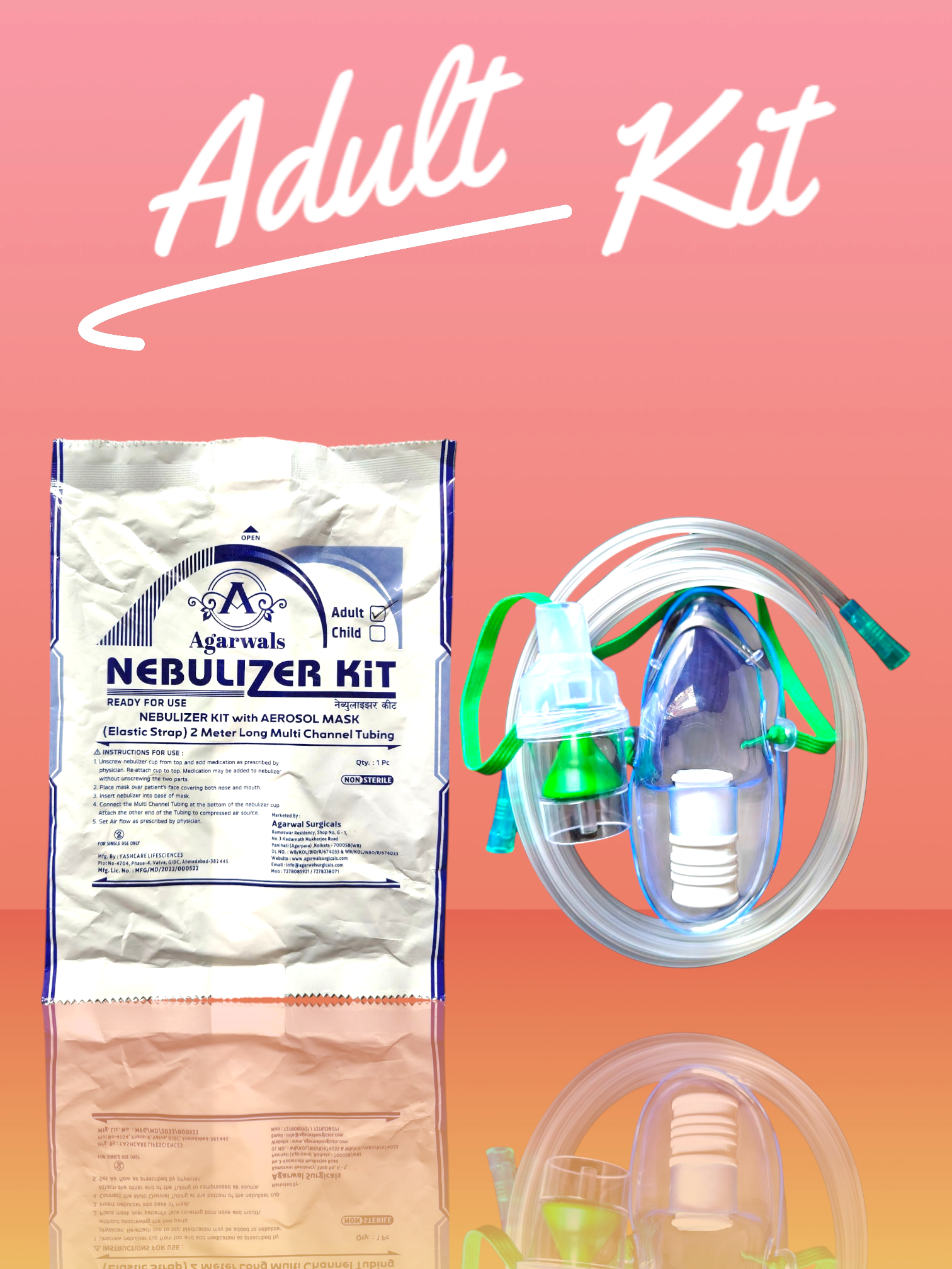 Agarwals Nebulizer Mask with Air Tube and Medicine Chamber (Adult Kit)