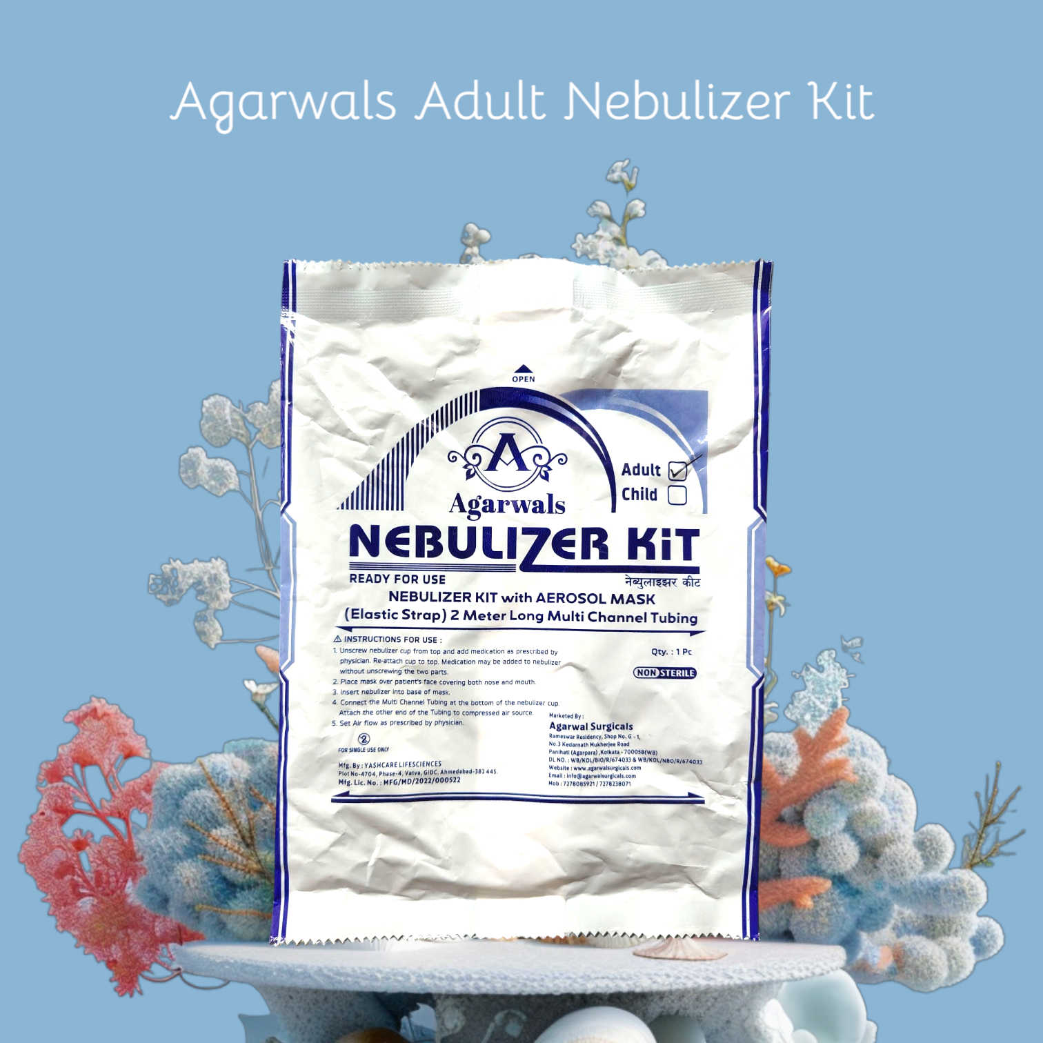 Agarwals Nebulizer Mask with Air Tube and Medicine Chamber (Adult Kit)