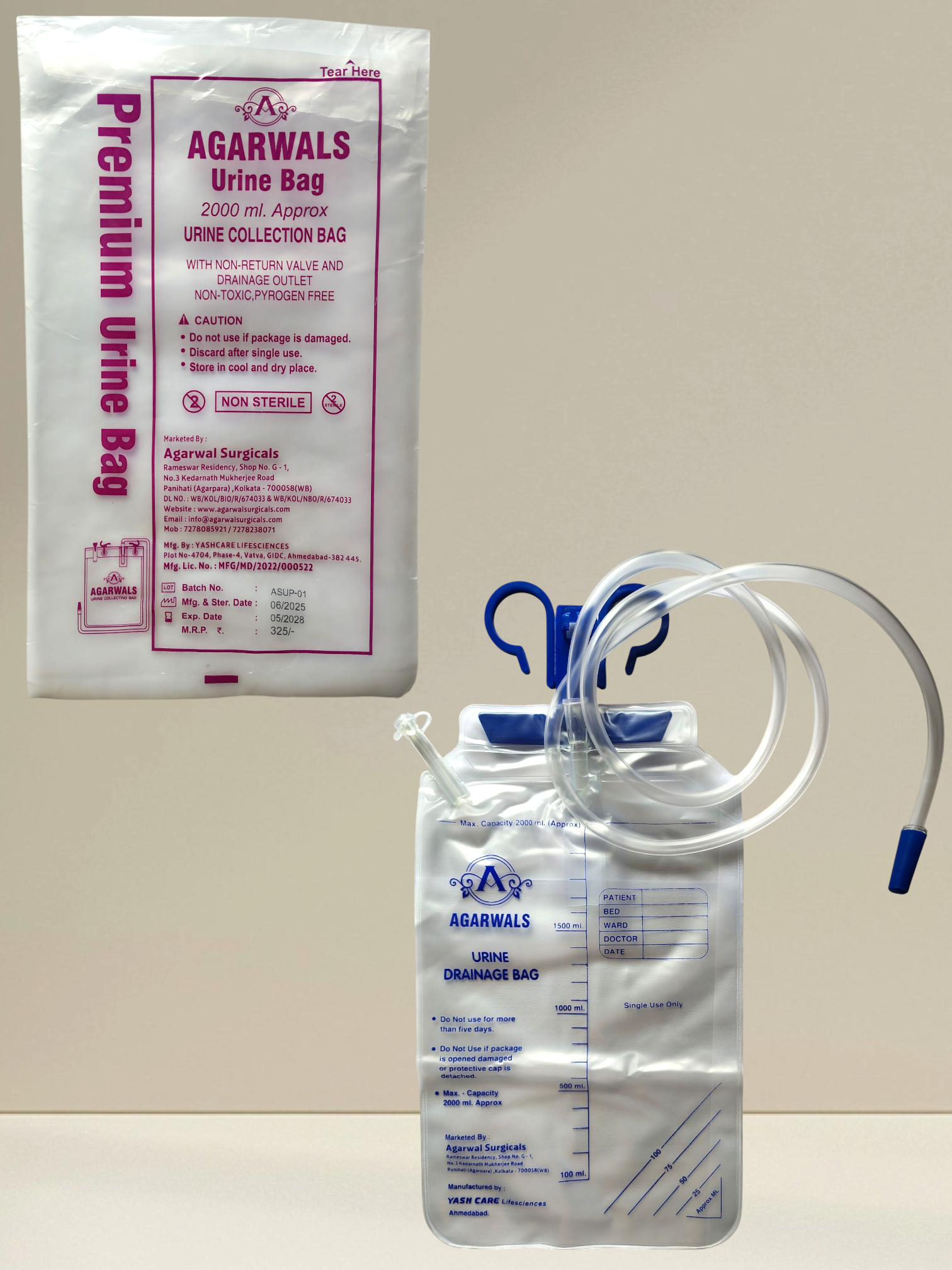 Agarwals Premium UroBag Urine Collecting Bag (2000ml) 