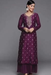 Elegant Purple Embroidered Kurti