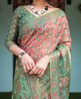 Exclusive Cotton Handloom Saree with Border Tassels Design