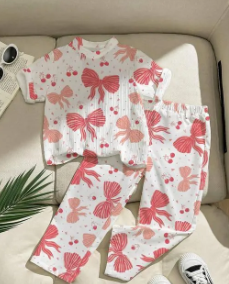 Children's Bow Print Pajama Set