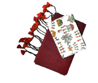 Handcrafted Maroon Cotton Saree