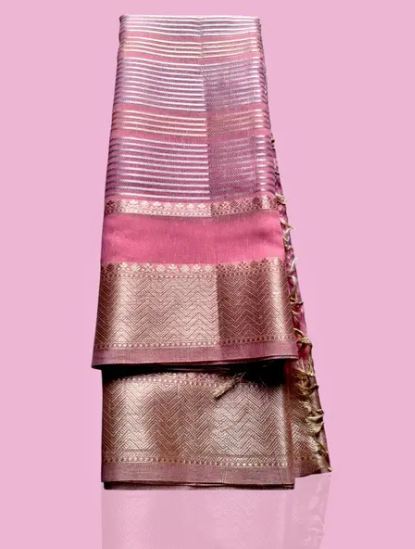 Elegant Pink Silk Saree