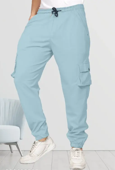 Light Blue Cargo Jogger Pants