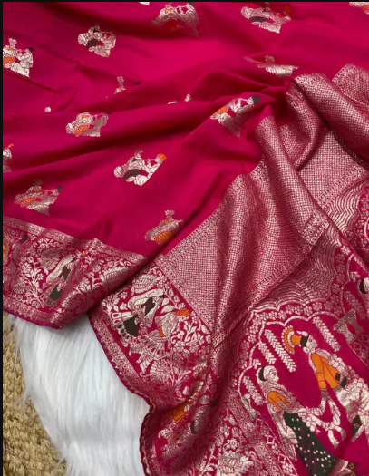 Heavy Viscose Weaving Meenakari Butta Saree