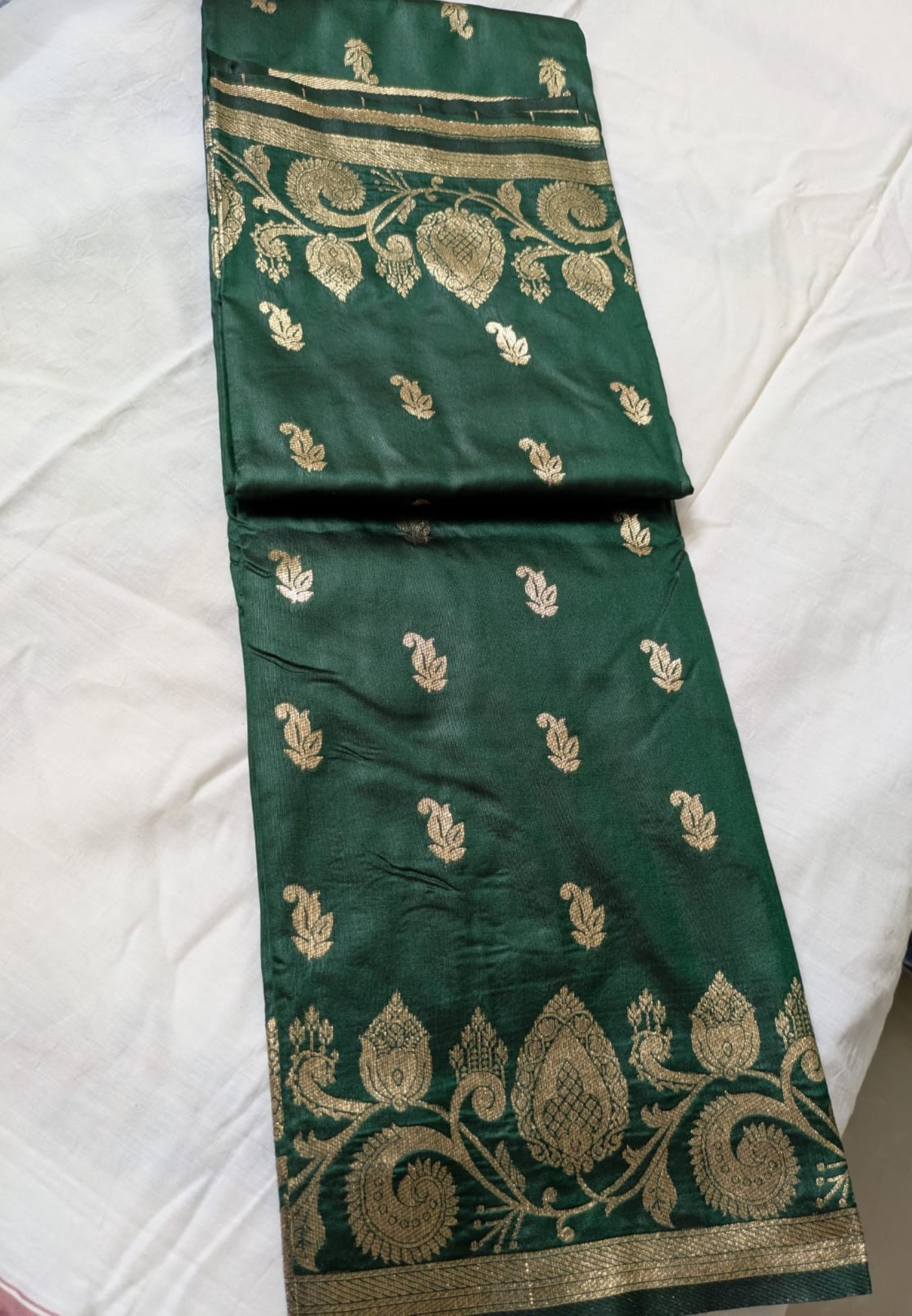 Green Maharashtrian semi paithani sarees