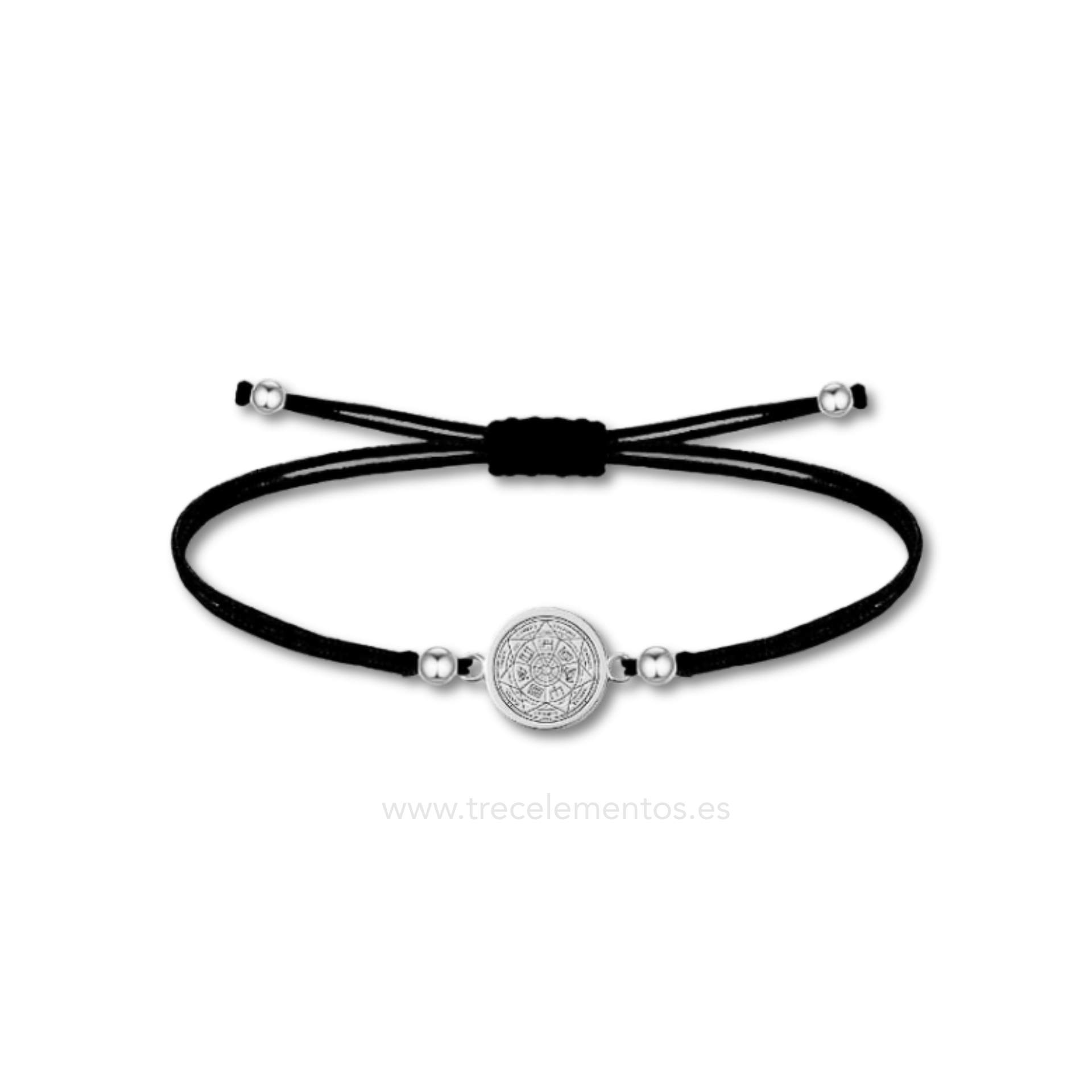 Pulsera Ajustable Negra 7 Arcángeles – Protección Divina · Fuerza Espiritual · Luz Interior