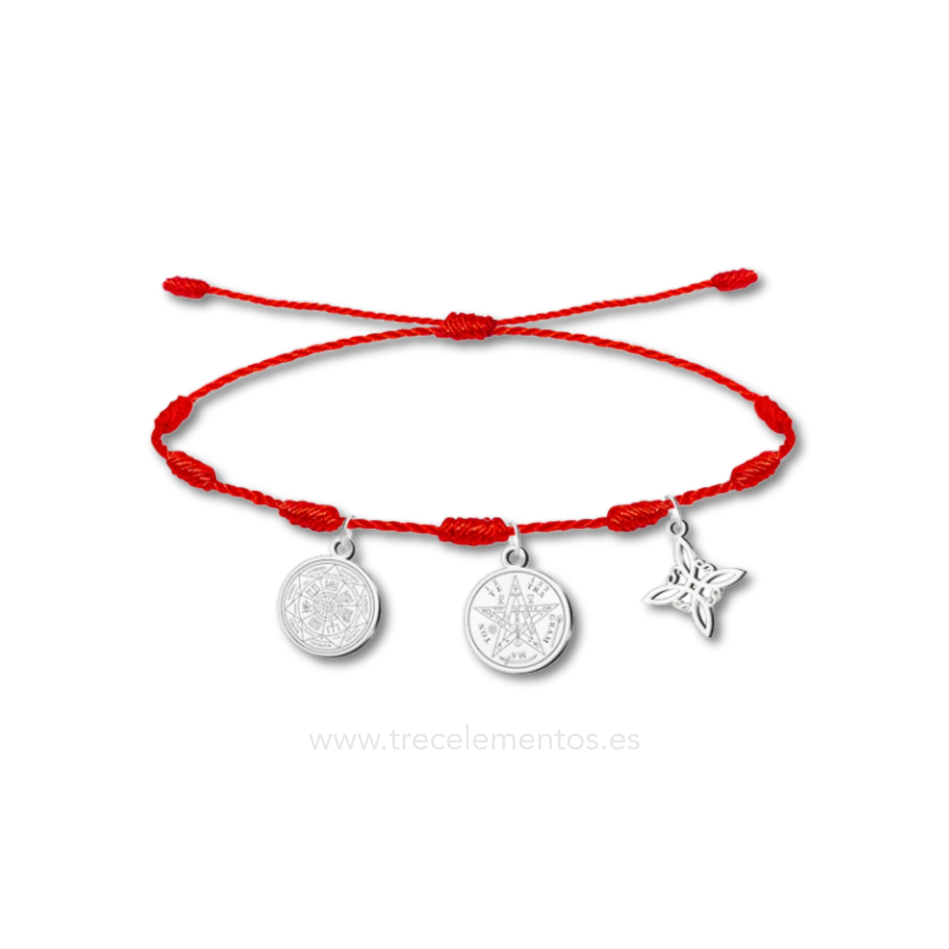Pulsera Ajustable Roja de Protección Total – 7 Nudos, 7 Arcángeles, Tetragrammatón y Nudo de Bruja