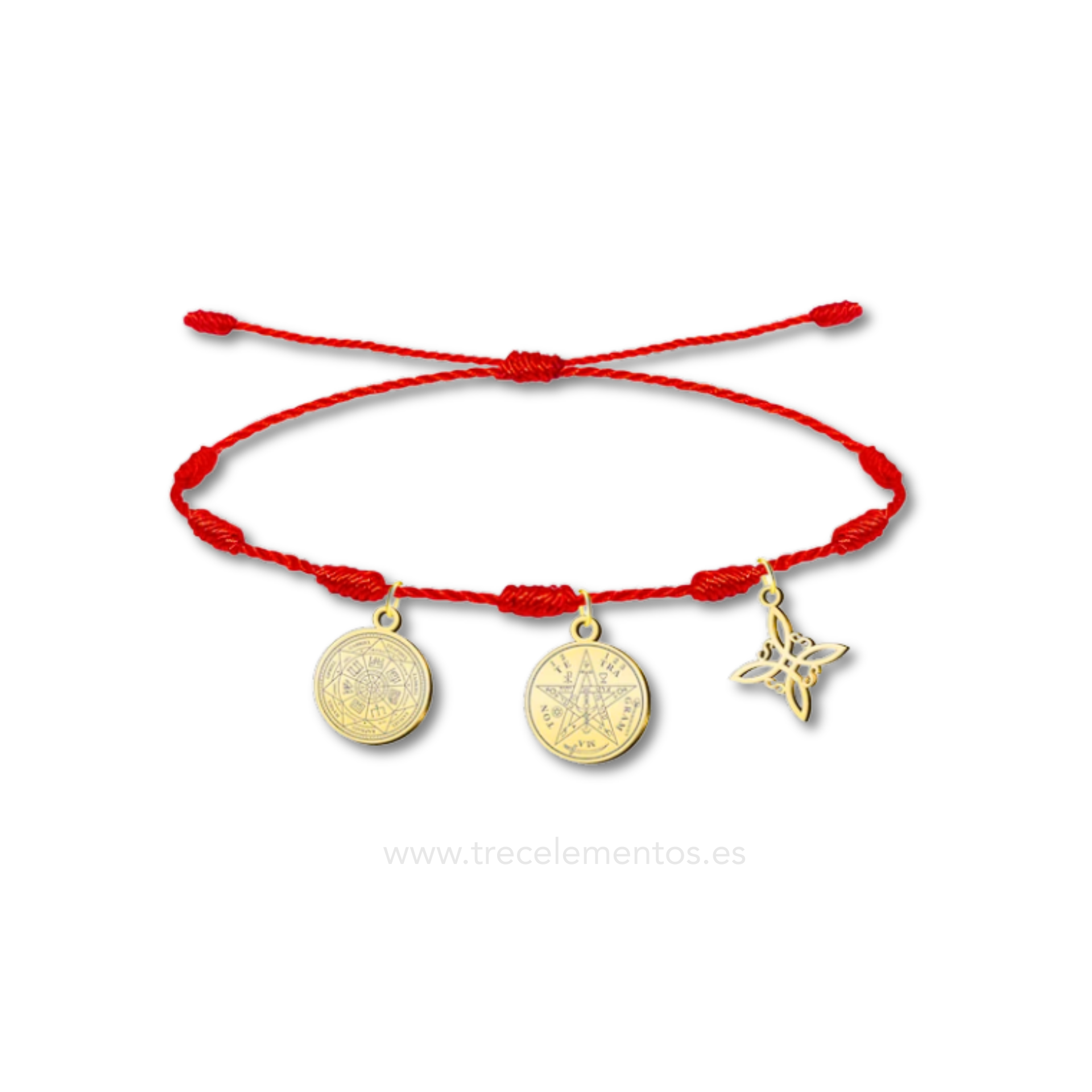 Pulsera Ajustable Roja de Protección Total – 7 Nudos, 7 Arcángeles, Tetragrammatón y Nudo de Bruja