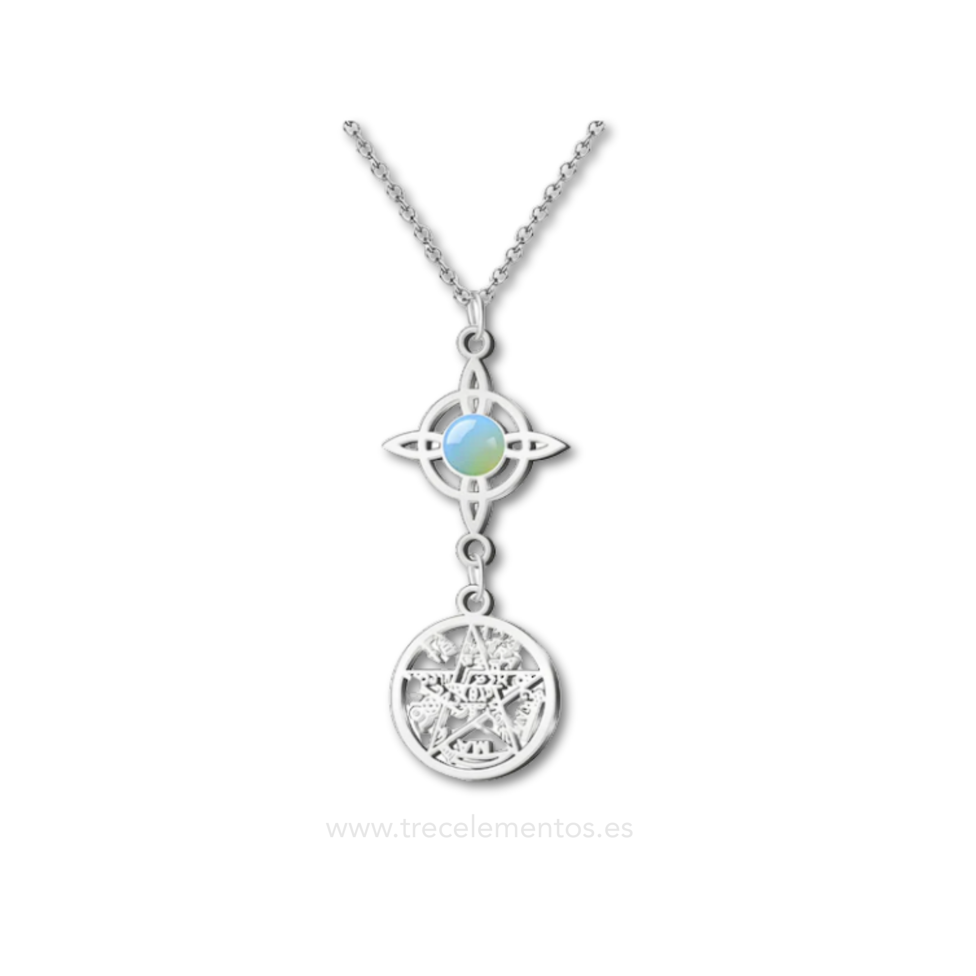 Colgante Doble Protección con Opalina – Intuición · Armonía · Energía Elevada
