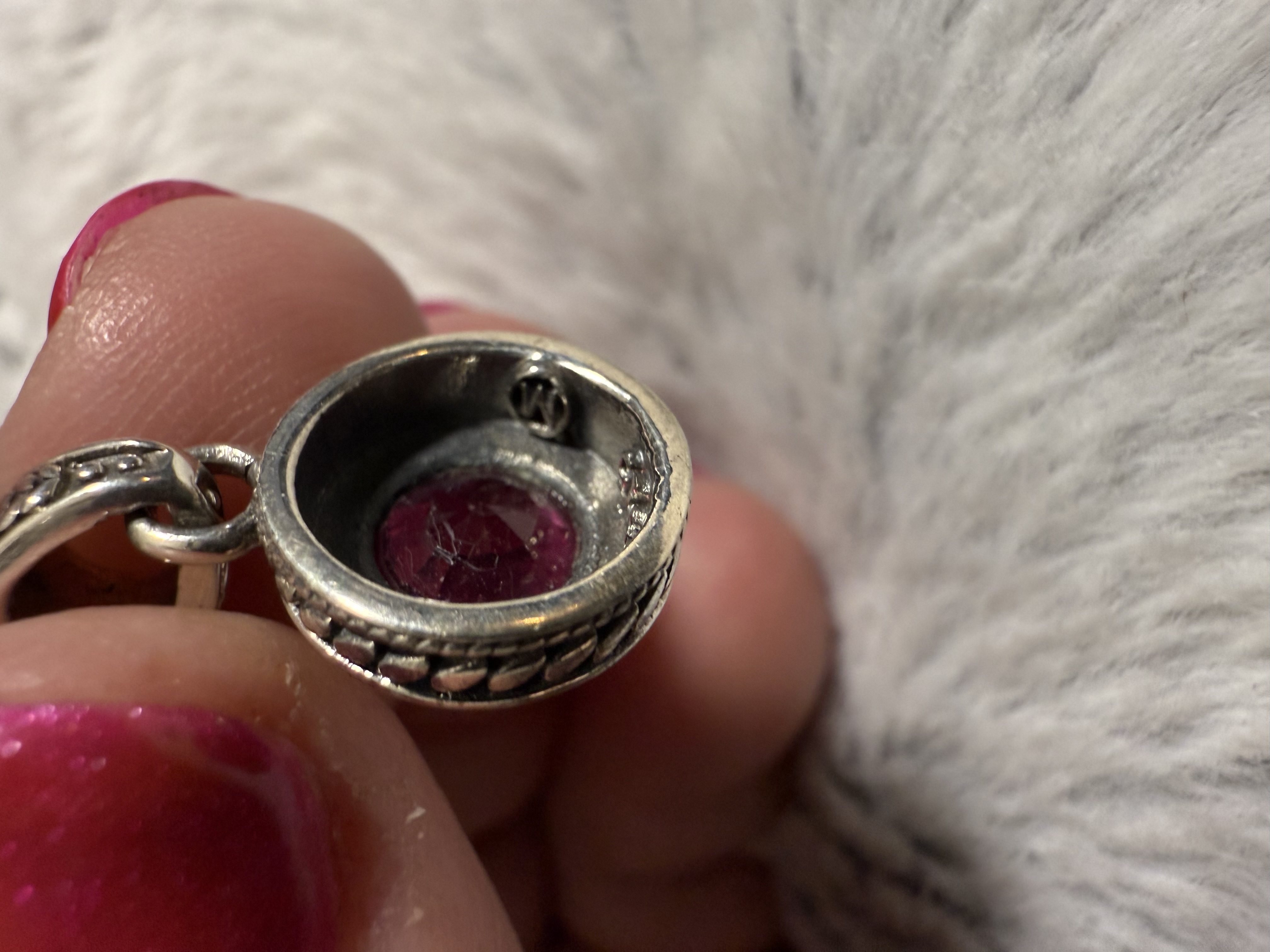 Ruby and 925 Sterling Silver Talisman Pendant 