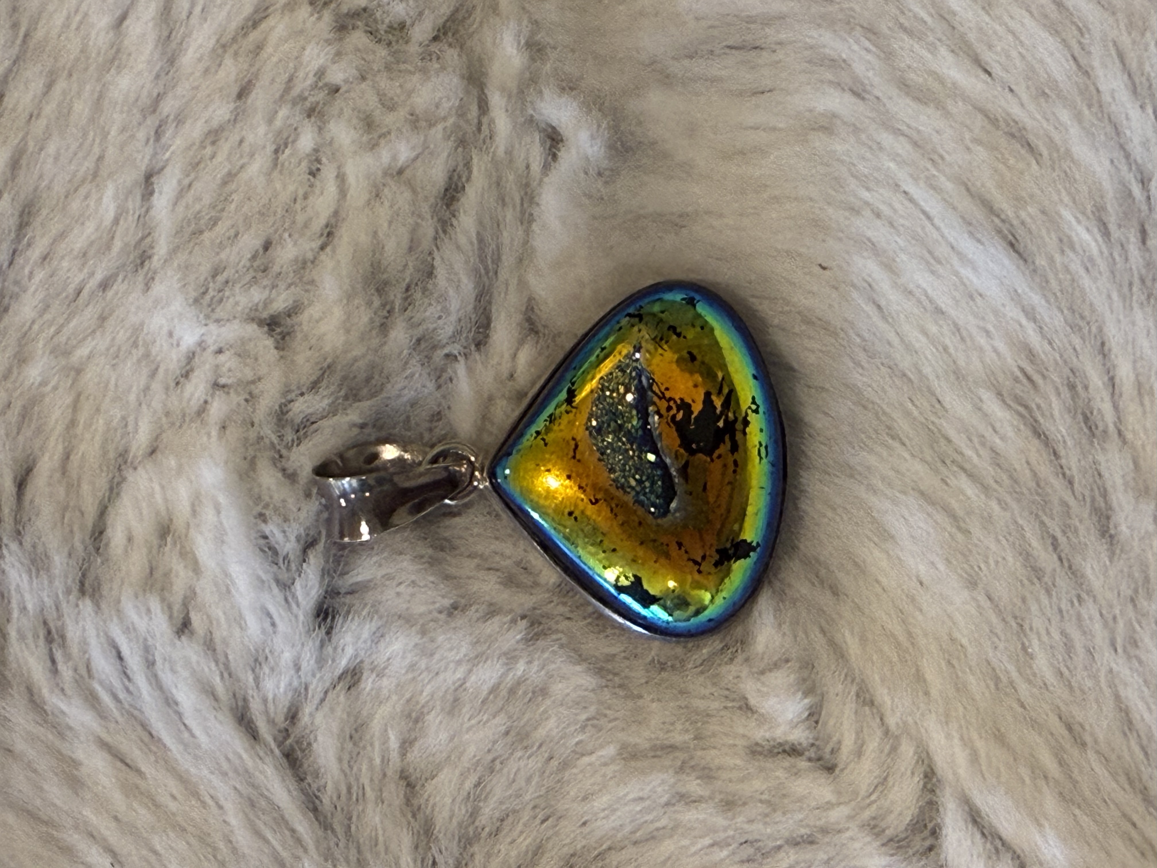 Druzy Agate with Chrome 925 Silver Talisman