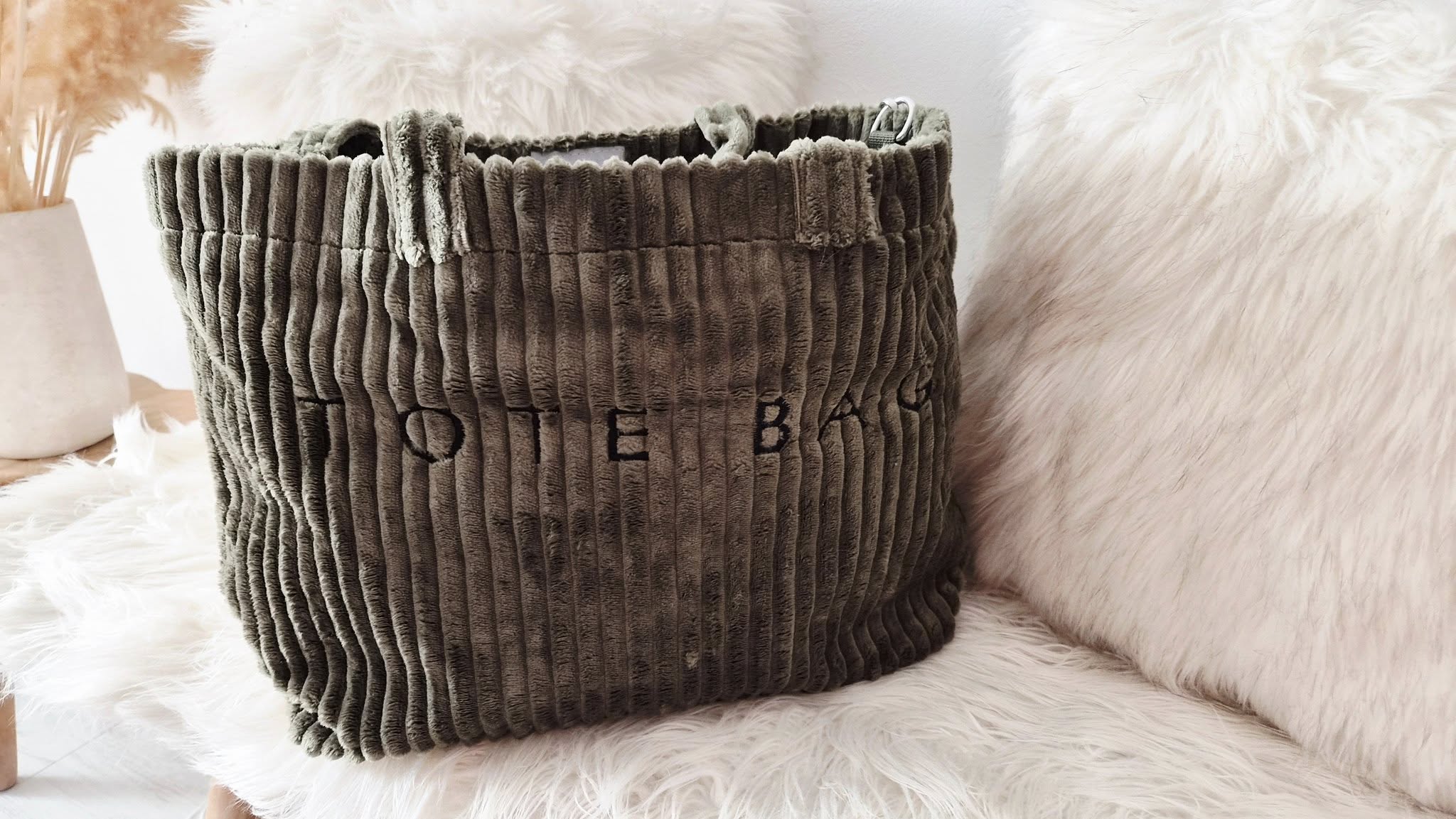 Sac tote bag kaki velours TOAST